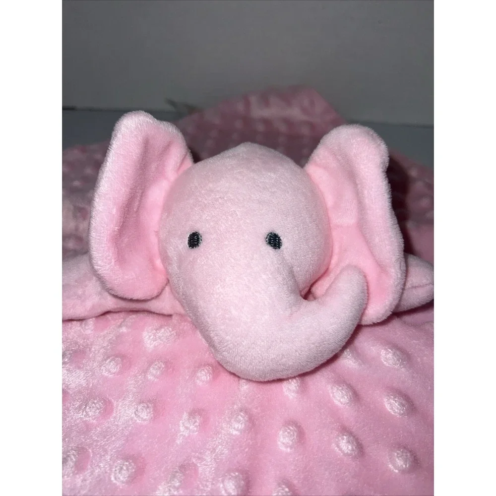 Nuby Elephant Pink Baby Security Blanket Lovey Plush Stuffed Sensory Fabric